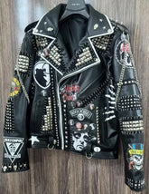 Personalized Men Patches Studded Fashion Jacket